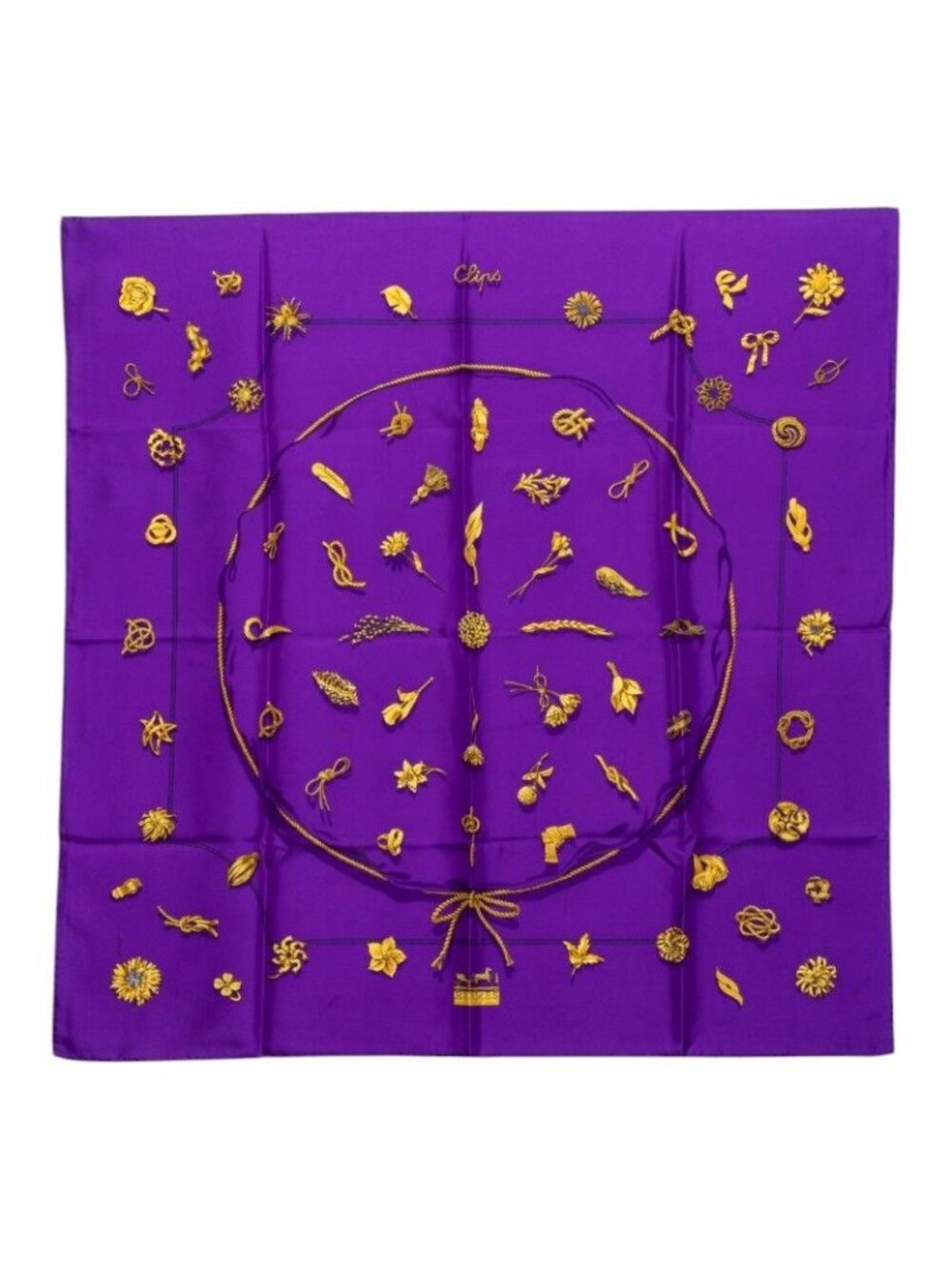 Hermes Carre 90 Clips Scarf Purple Silk